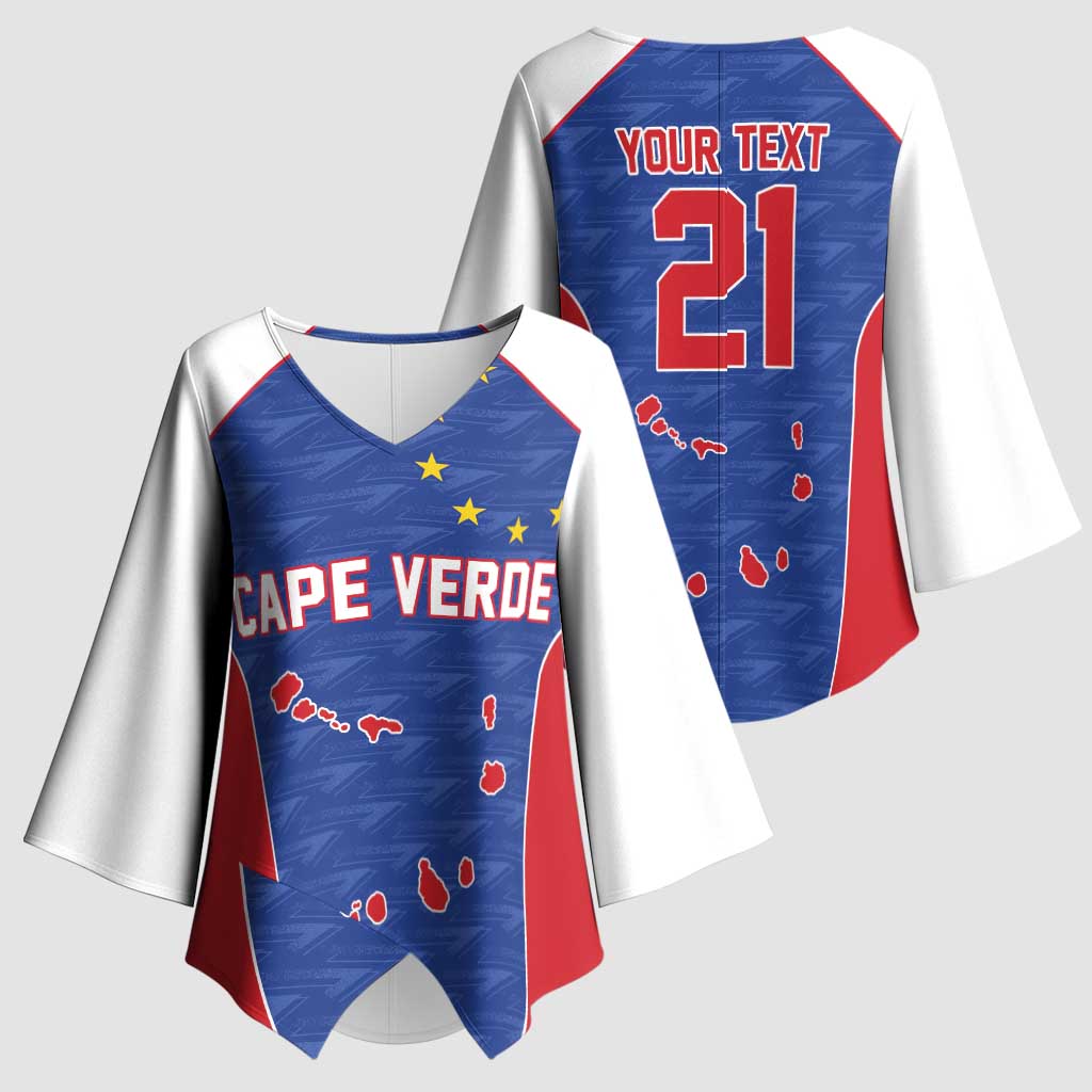 World Football 2026 Cape Verde Custom Kimono Sleeve Blouse Tubaroes Azuis Verde Simple Map - African Pride
