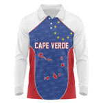 World Football 2026 Cape Verde Custom Long Sleeve Polo Shirt Tubaroes Azuis Verde Simple Map - African Pride