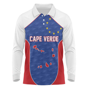 World Football 2026 Cape Verde Custom Long Sleeve Polo Shirt Tubaroes Azuis Verde Simple Map - African Pride