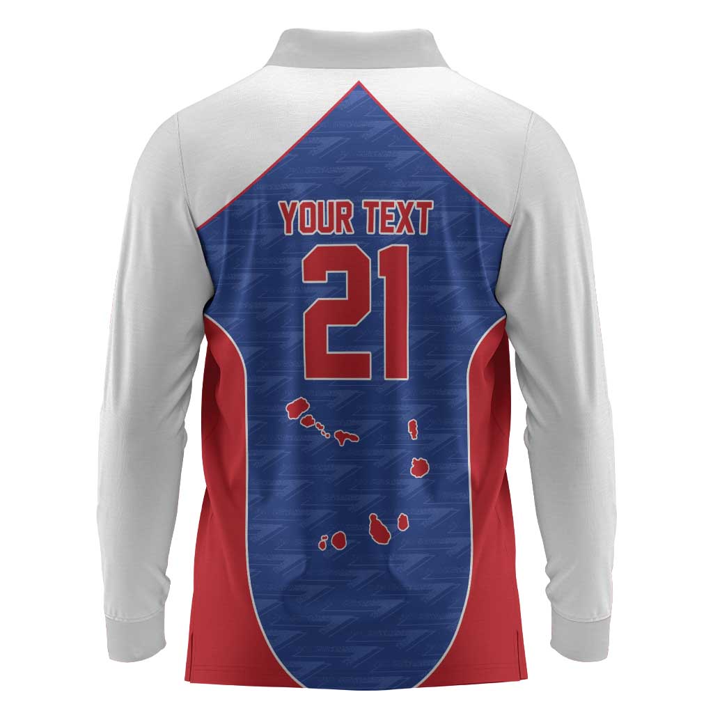 World Football 2026 Cape Verde Custom Long Sleeve Polo Shirt Tubaroes Azuis Verde Simple Map - African Pride