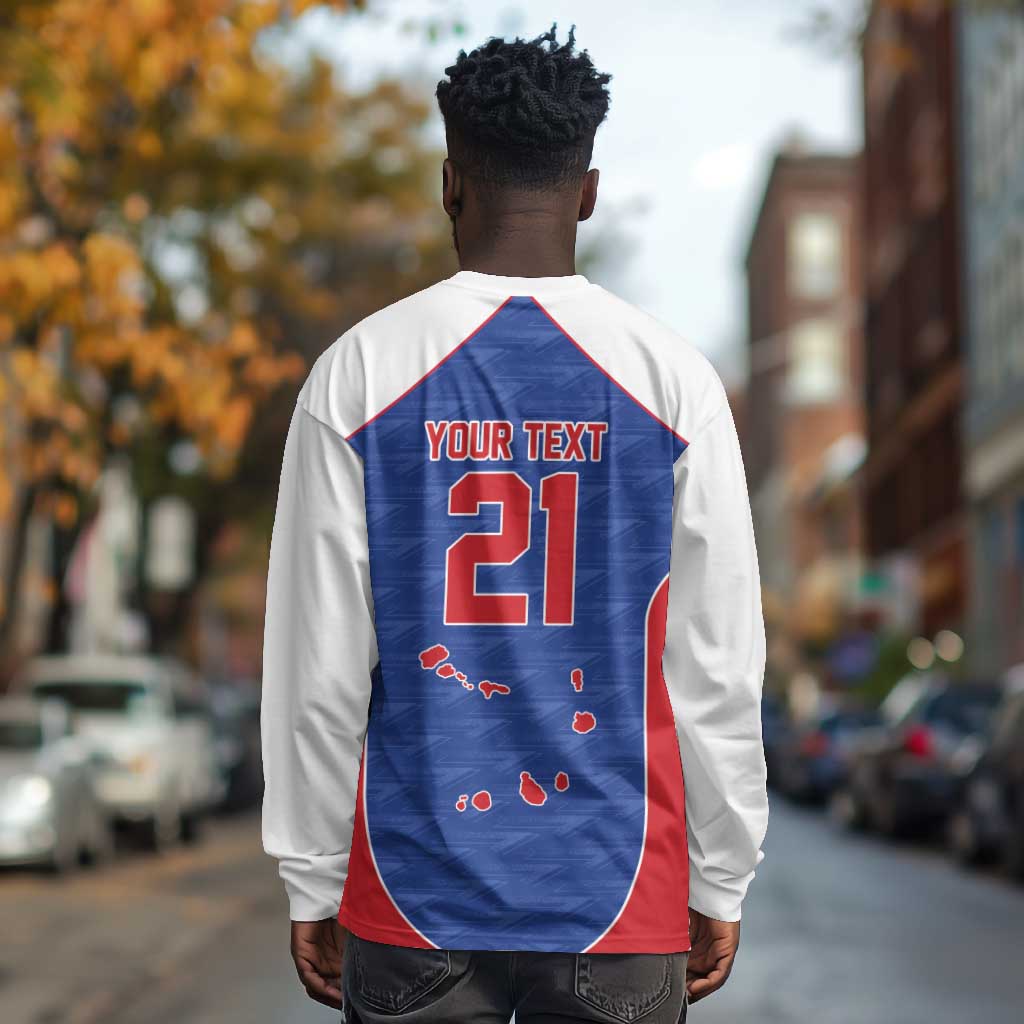 World Football 2026 Cape Verde Custom Long Sleeve Shirt Tubaroes Azuis Verde Simple Map - African Pride