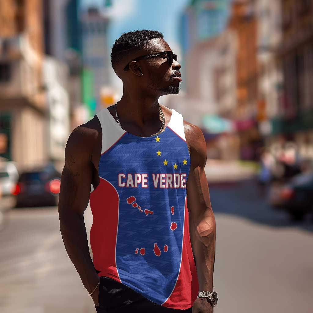 World Football 2026 Cape Verde Custom Men Tank Top Tubaroes Azuis Verde Simple Map - African Pride