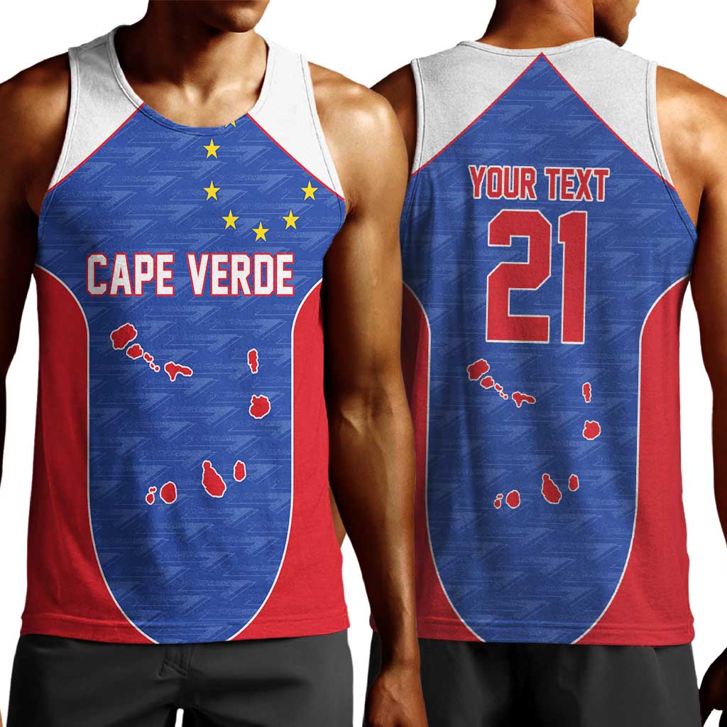 World Football 2026 Cape Verde Custom Men Tank Top Tubaroes Azuis Verde Simple Map - African Pride