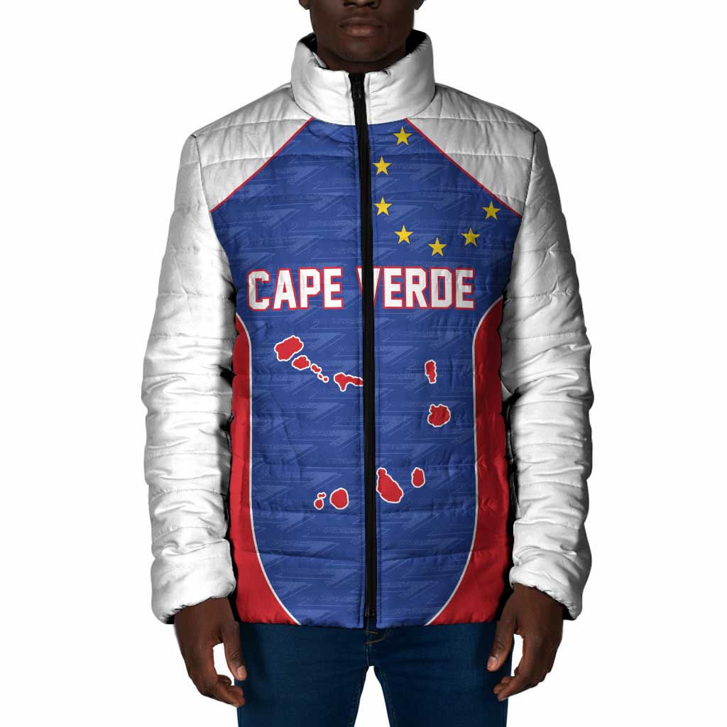 World Football 2026 Cape Verde Custom Padded Jacket Tubaroes Azuis Verde Simple Map - African Pride