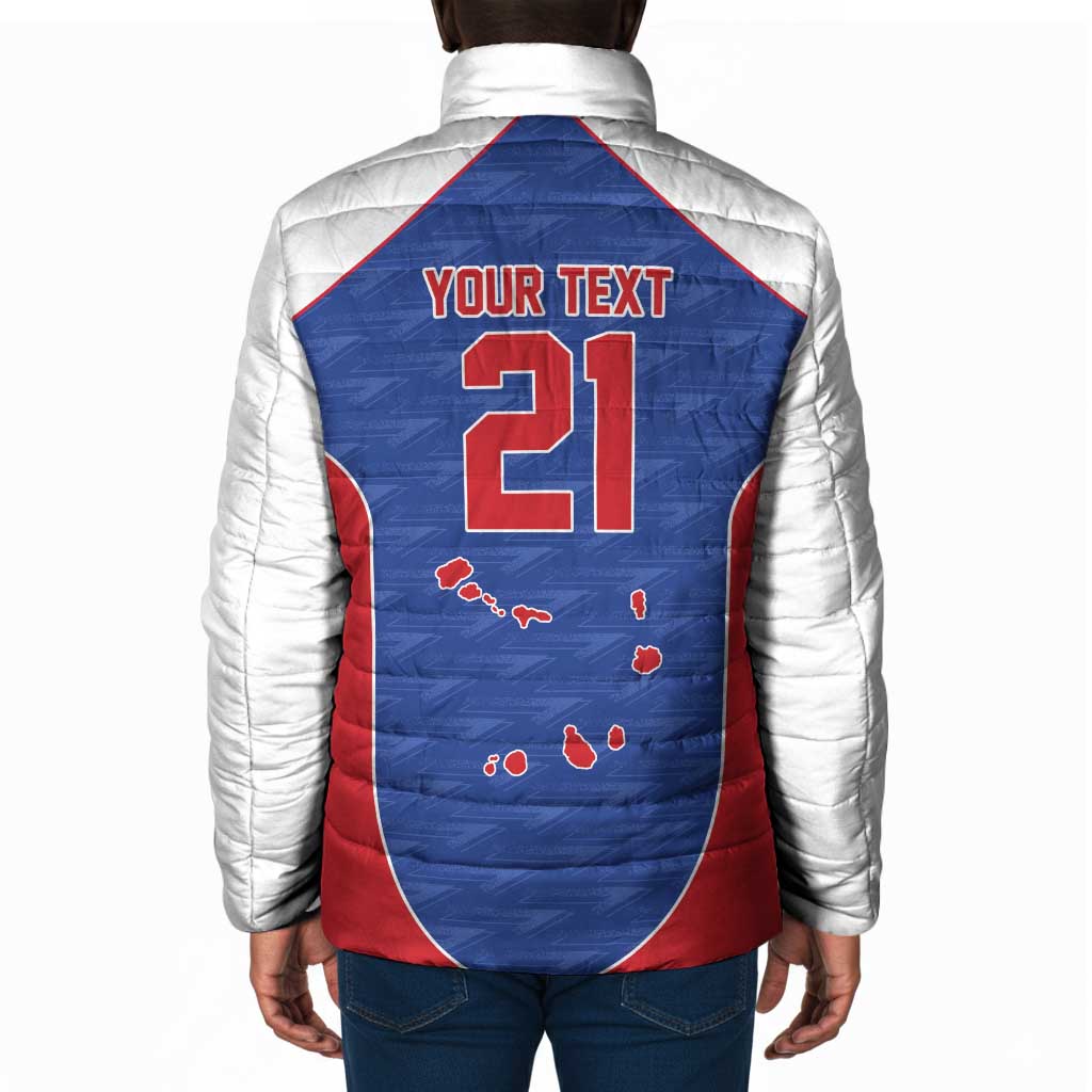 World Football 2026 Cape Verde Custom Padded Jacket Tubaroes Azuis Verde Simple Map - African Pride