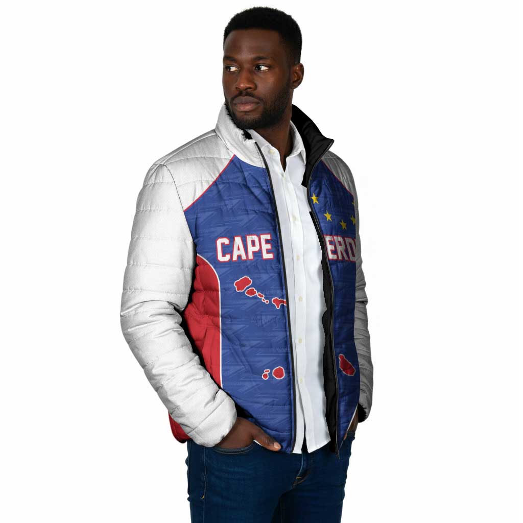 World Football 2026 Cape Verde Custom Padded Jacket Tubaroes Azuis Verde Simple Map - African Pride