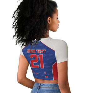 World Football 2026 Cape Verde Custom Raglan Cropped T shirt Tubaroes Azuis Verde Simple Map - African Pride