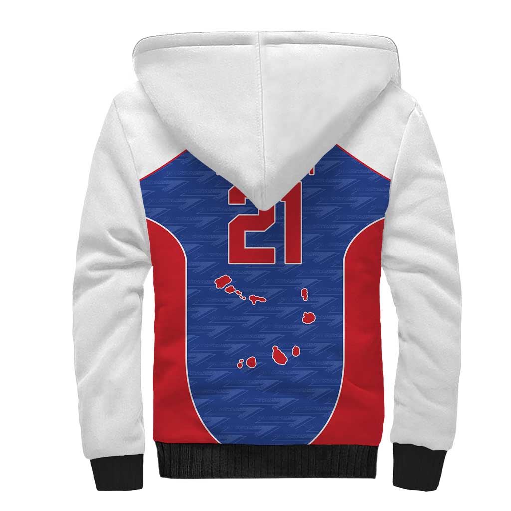 World Football 2026 Cape Verde Custom Sherpa Hoodie Tubaroes Azuis Verde Simple Map - African Pride
