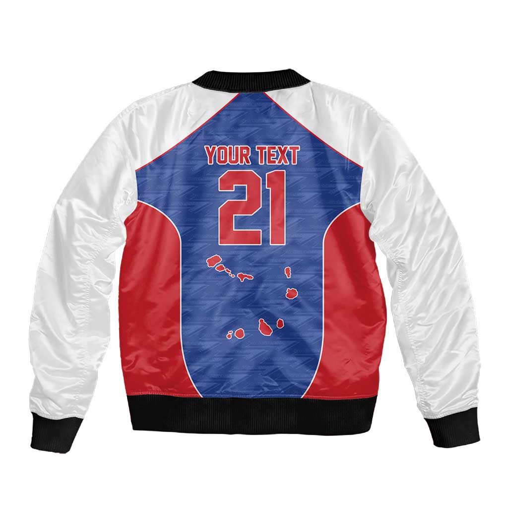 World Football 2026 Cape Verde Custom Sleeve Zip Bomber Jacket Tubaroes Azuis Verde Simple Map - African Pride