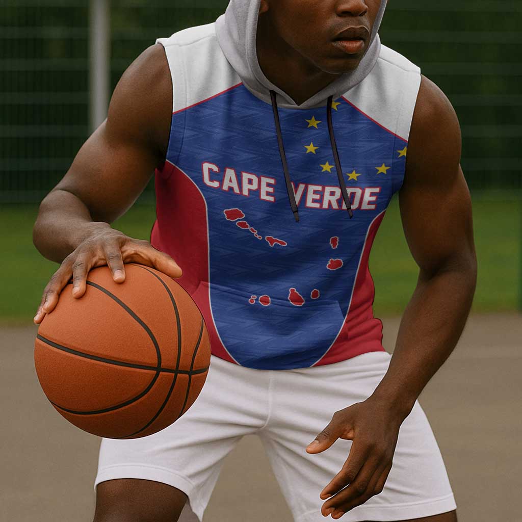 World Football 2026 Cape Verde Custom Sleeveless Hoodie Tubaroes Azuis Verde Simple Map - African Pride