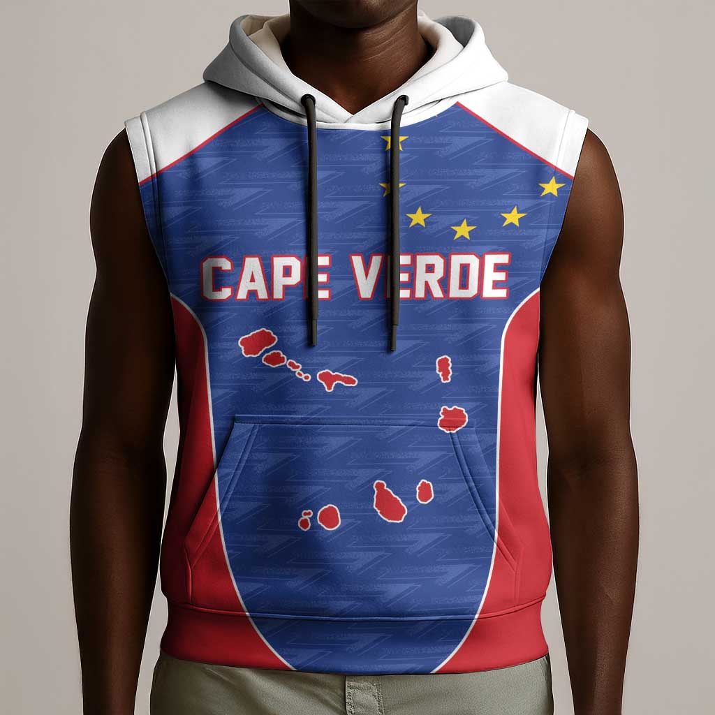 World Football 2026 Cape Verde Custom Sleeveless Hoodie Tubaroes Azuis Verde Simple Map - African Pride