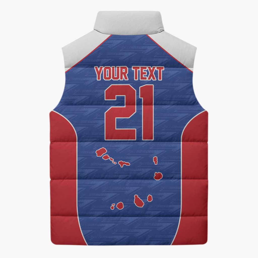 World Football 2026 Cape Verde Custom Sleeveless Puffer Jacket Tubaroes Azuis Verde Simple Map - African Pride