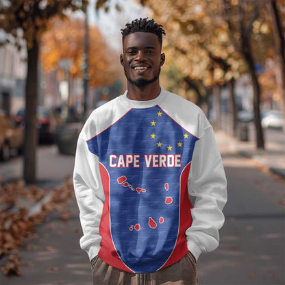 World Football 2026 Cape Verde Custom Sweatshirt Tubaroes Azuis Verde Simple Map - African Pride