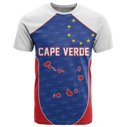 World Football 2026 Cape Verde Custom T shirt Tubaroes Azuis Verde Simple Map - African Pride