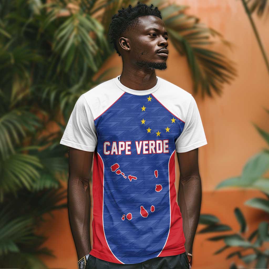 World Football 2026 Cape Verde Custom T shirt Tubaroes Azuis Verde Simple Map - African Pride