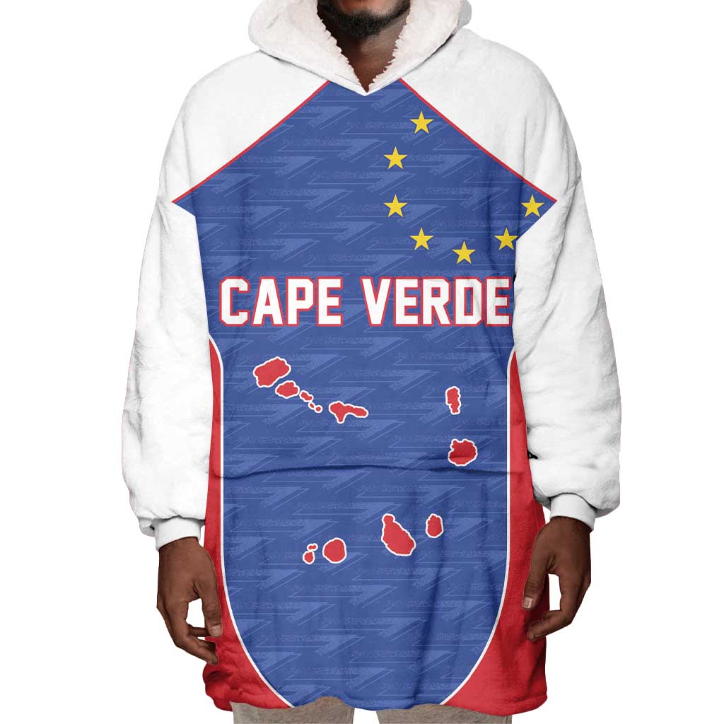 World Football 2026 Cape Verde Custom Wearable Blanket Hoodie Tubaroes Azuis Verde Simple Map - African Pride