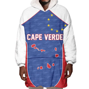 World Football 2026 Cape Verde Custom Wearable Blanket Hoodie Tubaroes Azuis Verde Simple Map - African Pride