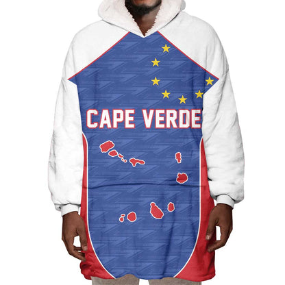 World Football 2026 Cape Verde Custom Wearable Blanket Hoodie Tubaroes Azuis Verde Simple Map - African Pride