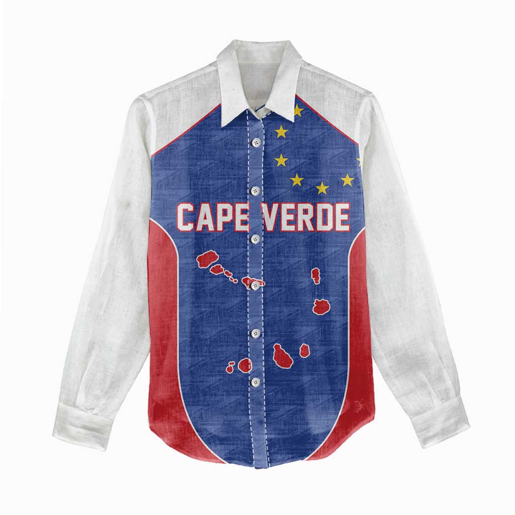 World Football 2026 Cape Verde Custom Women Casual Shirt Tubaroes Azuis Verde Simple Map - African Pride