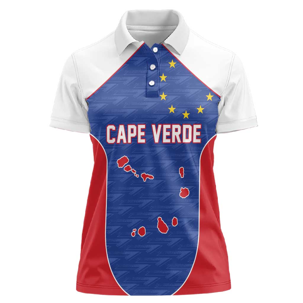World Football 2026 Cape Verde Custom Women Polo Shirt Tubaroes Azuis Verde Simple Map - African Pride