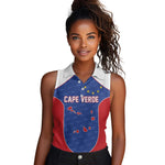World Football 2026 Cape Verde Custom Women Sleeveless Polo Shirt Tubaroes Azuis Verde Simple Map - African Pride