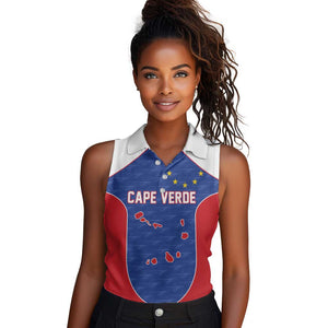 World Football 2026 Cape Verde Custom Women Sleeveless Polo Shirt Tubaroes Azuis Verde Simple Map - African Pride