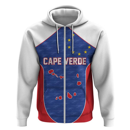 World Football 2026 Cape Verde Custom Zip Hoodie Tubaroes Azuis Verde Simple Map - African Pride