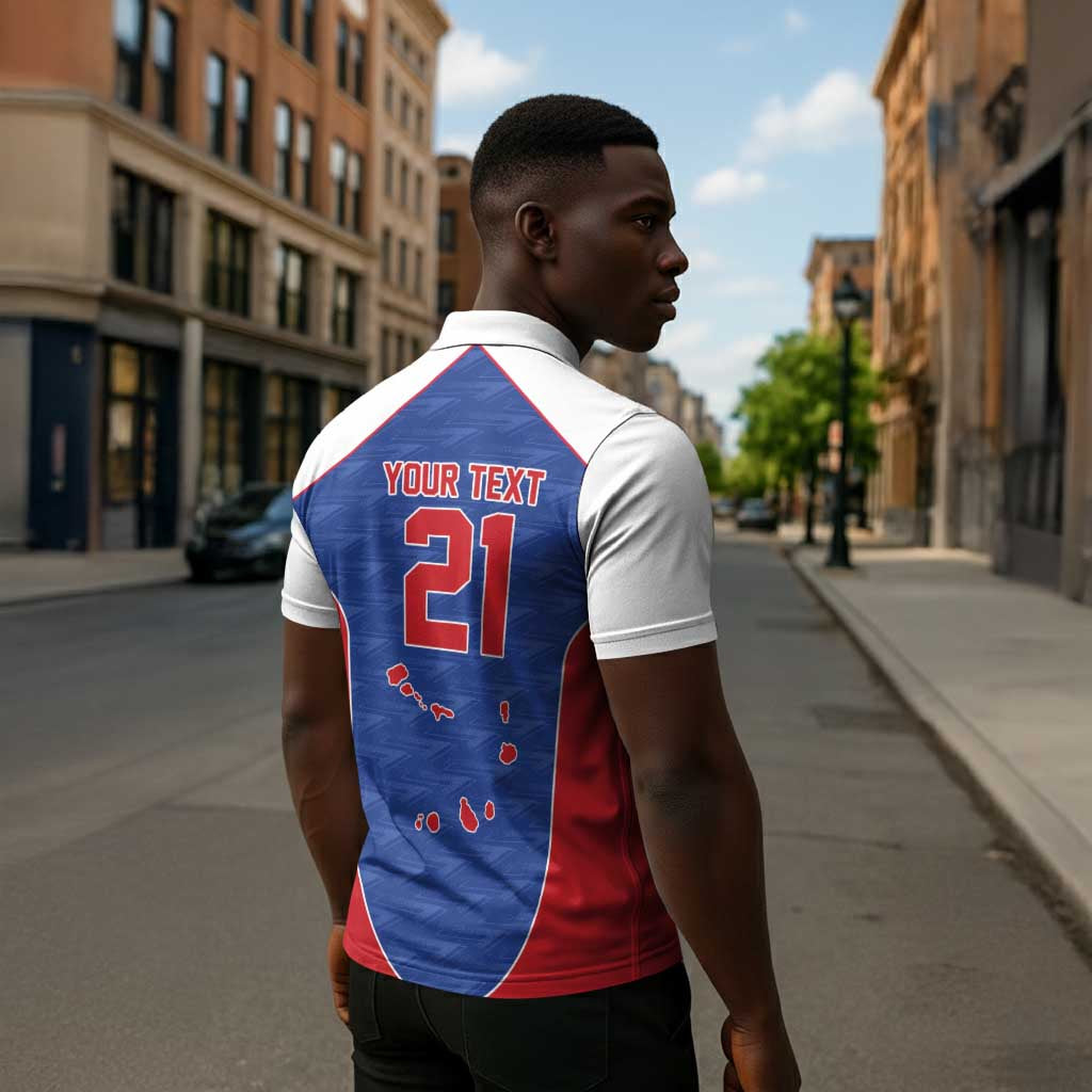 World Football 2026 Cape Verde Custom Zipper Polo Shirt Tubaroes Azuis Verde Simple Map - African Pride