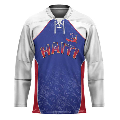 World Football 2026 Afro-Haiti Custom Hockey Jersey Together For Ayiti Blue Style - African Pride
