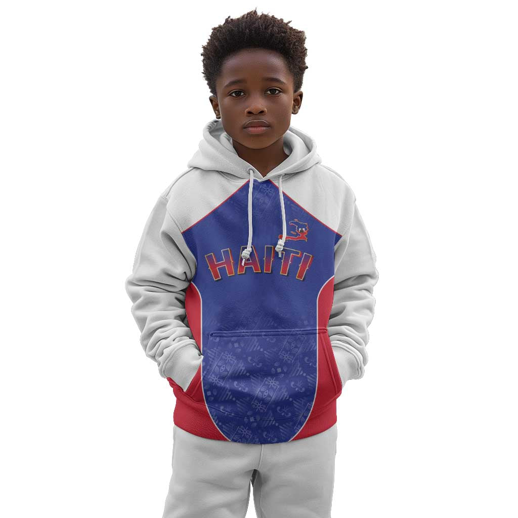 World Football 2026 Afro-Haiti Custom Kid Hoodie Together For Ayiti Blue Style - African Pride
