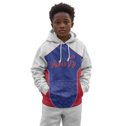 World Football 2026 Afro-Haiti Custom Kid Hoodie Together For Ayiti Blue Style - African Pride