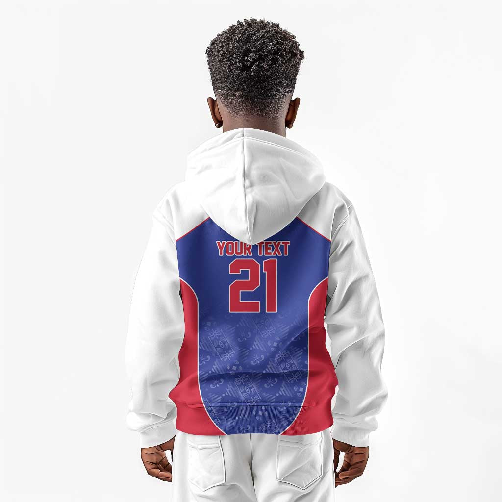 World Football 2026 Afro-Haiti Custom Kid Hoodie Together For Ayiti Blue Style - African Pride