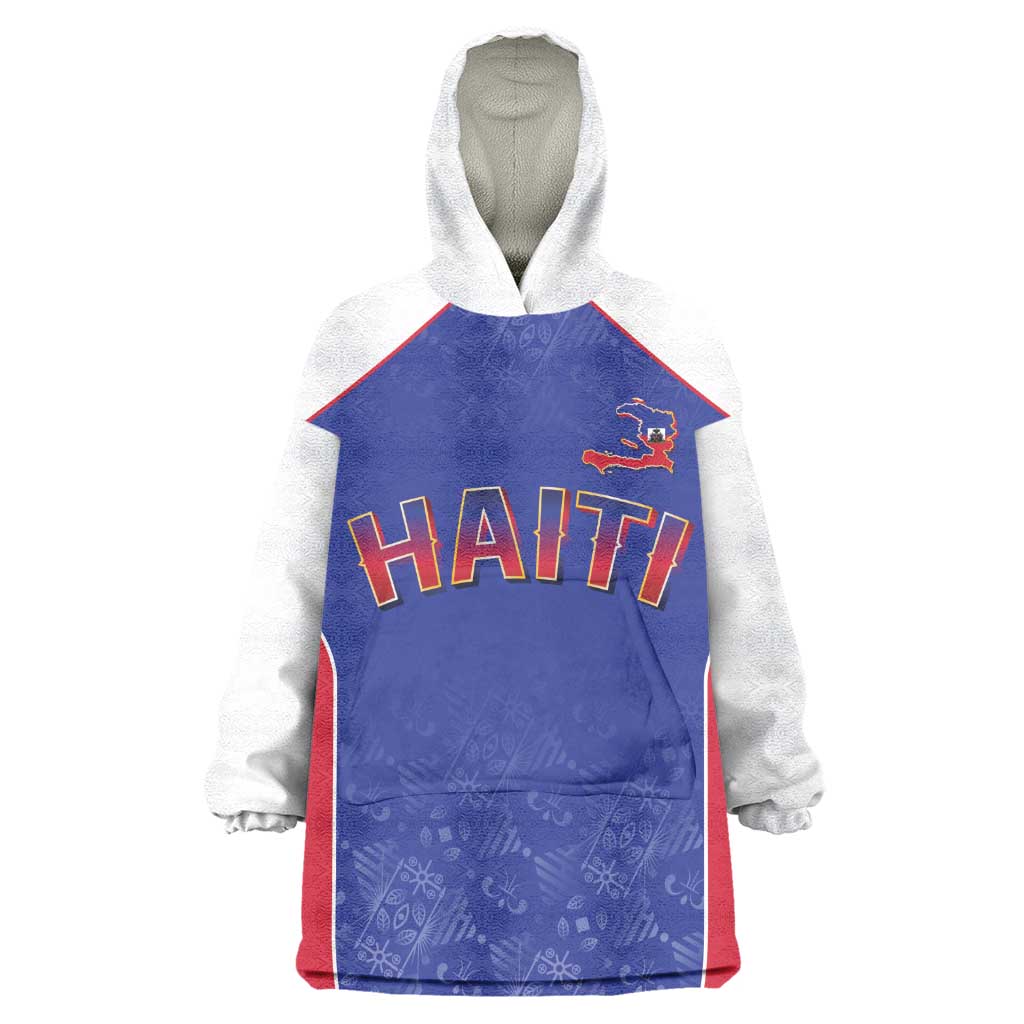 World Football 2026 Afro-Haiti Custom Kid Wearable Blanket Hoodie Together For Ayiti Blue Style - African Pride