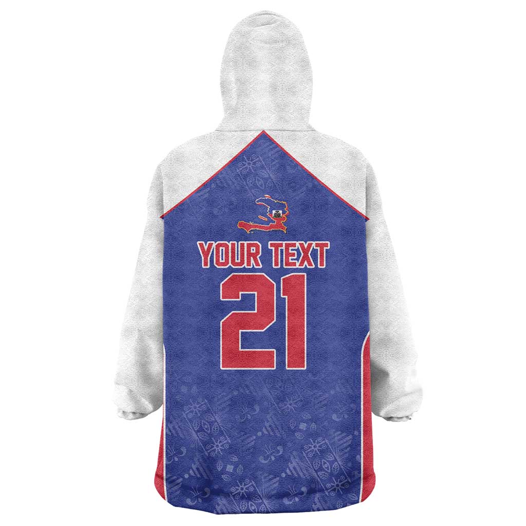 World Football 2026 Afro-Haiti Custom Kid Wearable Blanket Hoodie Together For Ayiti Blue Style - African Pride