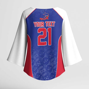 World Football 2026 Afro-Haiti Custom Kimono Sleeve Blouse Together For Ayiti Blue Style - African Pride