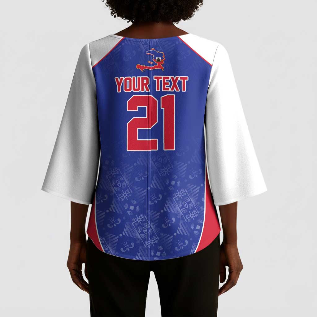 World Football 2026 Afro-Haiti Custom Kimono Sleeve Blouse Together For Ayiti Blue Style - African Pride