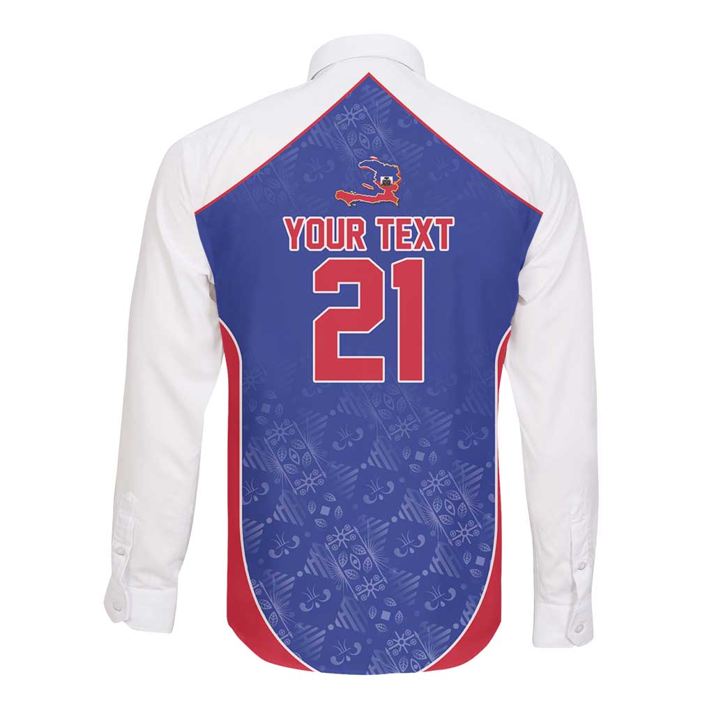 World Football 2026 Afro-Haiti Custom Long Sleeve Button Shirt Together For Ayiti Blue Style - African Pride