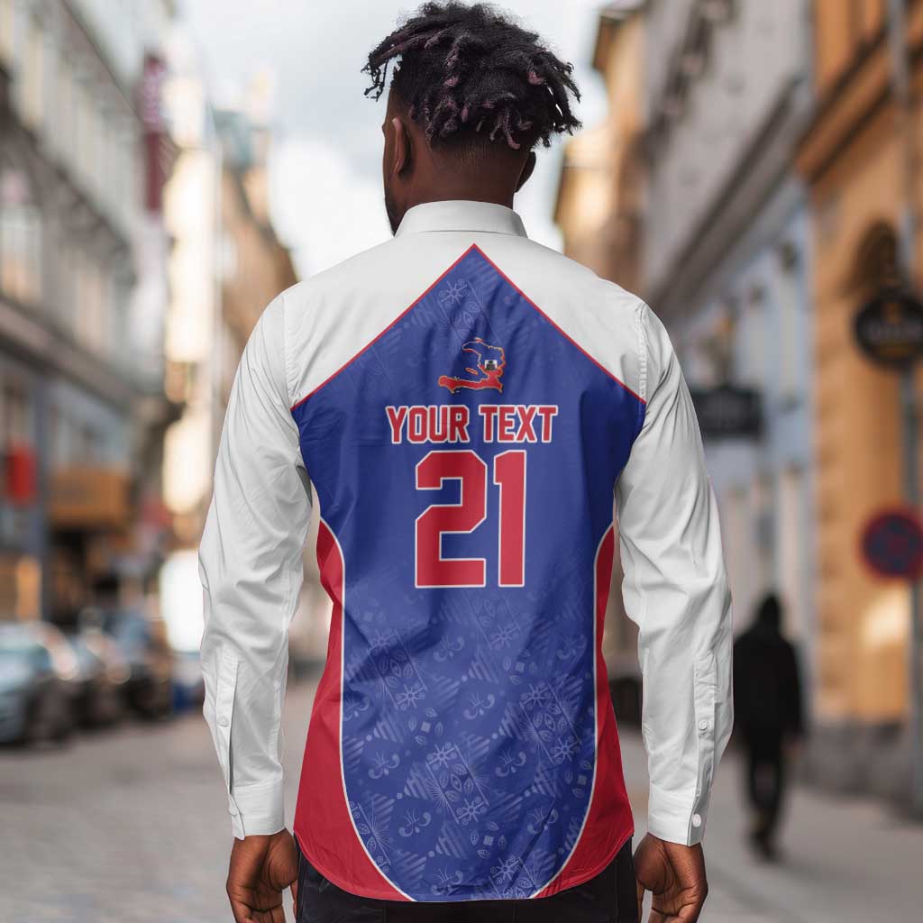World Football 2026 Afro-Haiti Custom Long Sleeve Button Shirt Together For Ayiti Blue Style - African Pride
