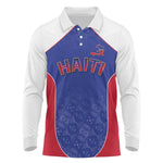 World Football 2026 Afro-Haiti Custom Long Sleeve Polo Shirt Together For Ayiti Blue Style - African Pride
