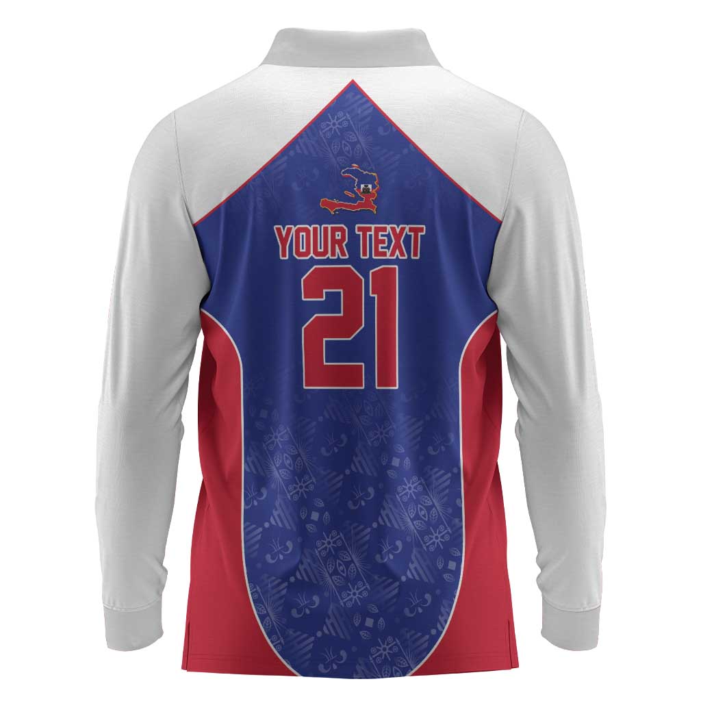 World Football 2026 Afro-Haiti Custom Long Sleeve Polo Shirt Together For Ayiti Blue Style - African Pride