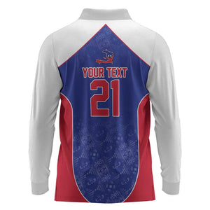 World Football 2026 Afro-Haiti Custom Long Sleeve Polo Shirt Together For Ayiti Blue Style - African Pride