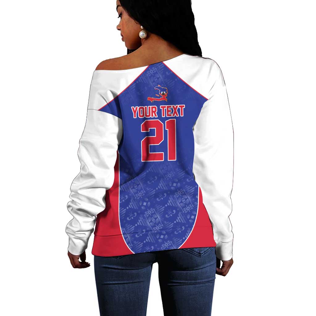 World Football 2026 Afro-Haiti Custom Off Shoulder Sweater Together For Ayiti Blue Style - African Pride