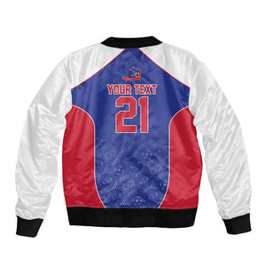 World Football 2026 Afro-Haiti Custom Sleeve Zip Bomber Jacket Together For Ayiti Blue Style - African Pride