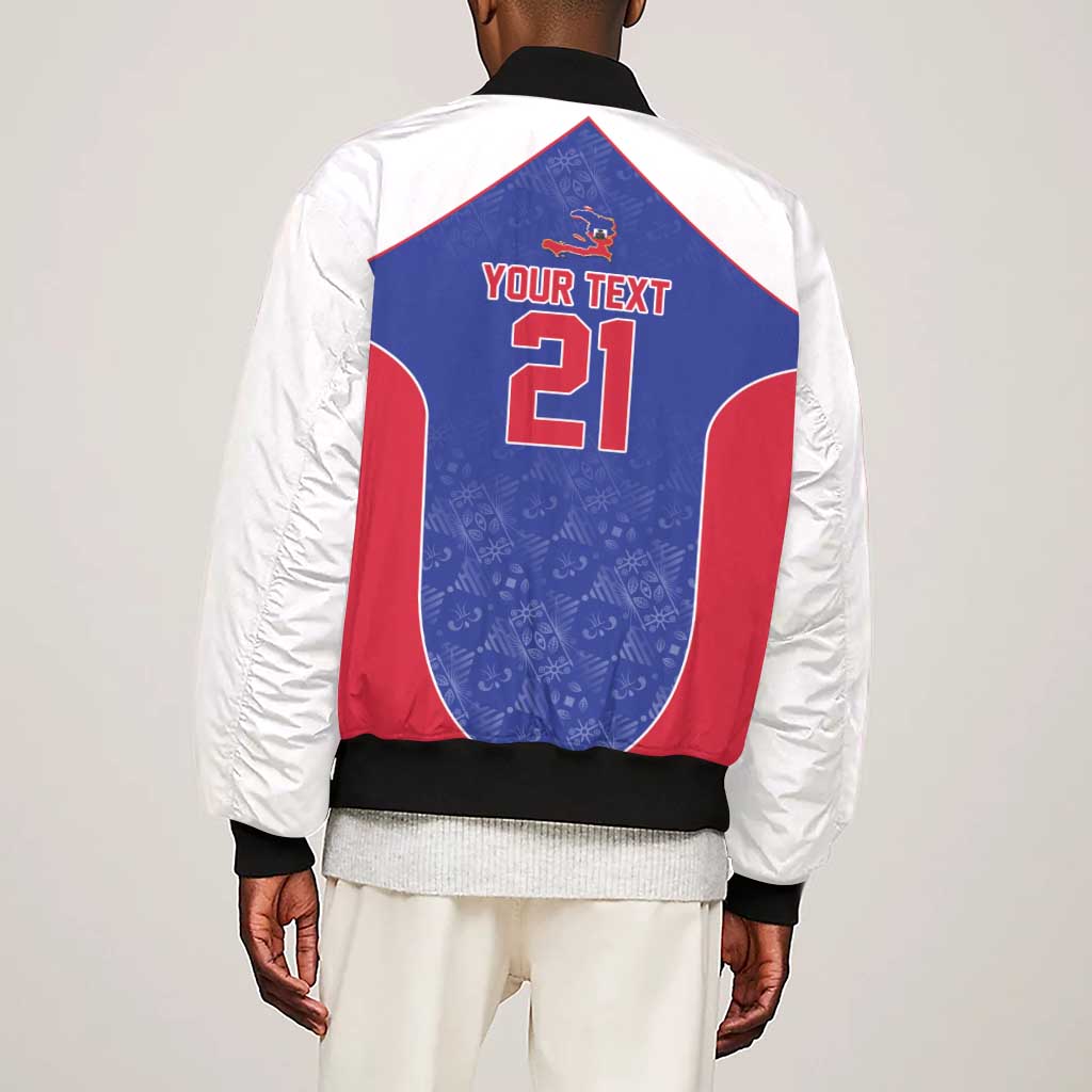 World Football 2026 Afro-Haiti Custom Sleeve Zip Bomber Jacket Together For Ayiti Blue Style - African Pride