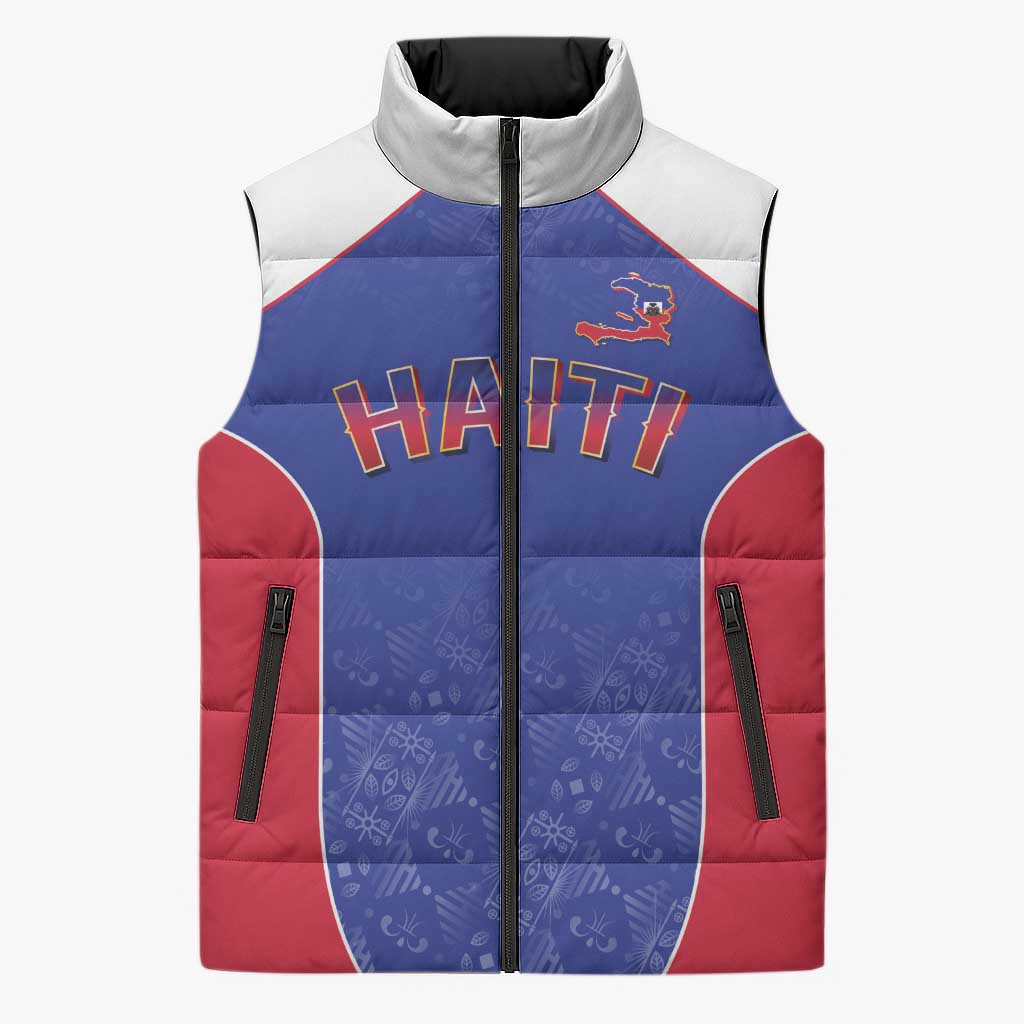 World Football 2026 Afro-Haiti Custom Sleeveless Puffer Jacket Together For Ayiti Blue Style - African Pride