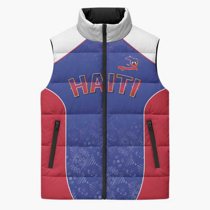 World Football 2026 Afro-Haiti Custom Sleeveless Puffer Jacket Together For Ayiti Blue Style - African Pride