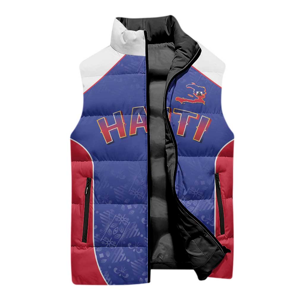 World Football 2026 Afro-Haiti Custom Sleeveless Puffer Jacket Together For Ayiti Blue Style - African Pride