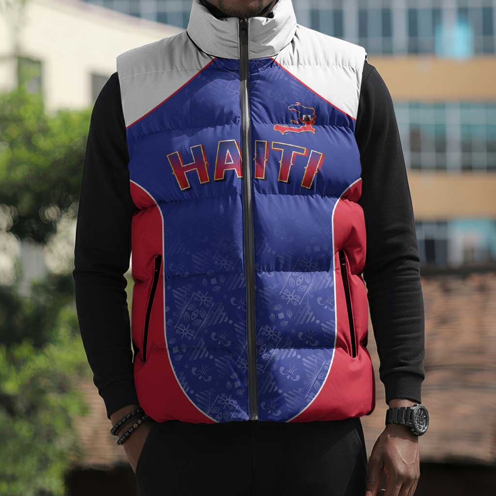 World Football 2026 Afro-Haiti Custom Sleeveless Puffer Jacket Together For Ayiti Blue Style - African Pride