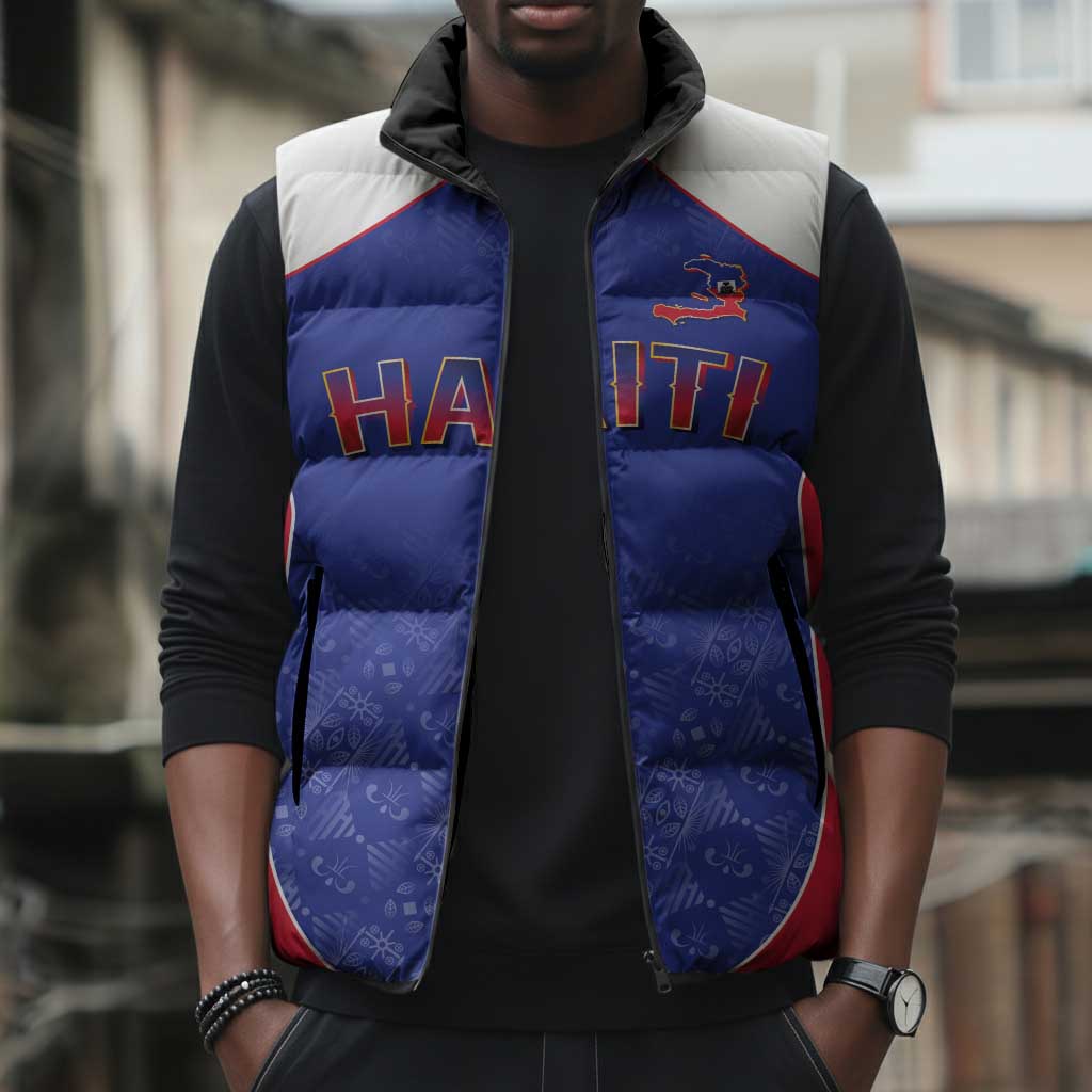 World Football 2026 Afro-Haiti Custom Sleeveless Puffer Jacket Together For Ayiti Blue Style - African Pride