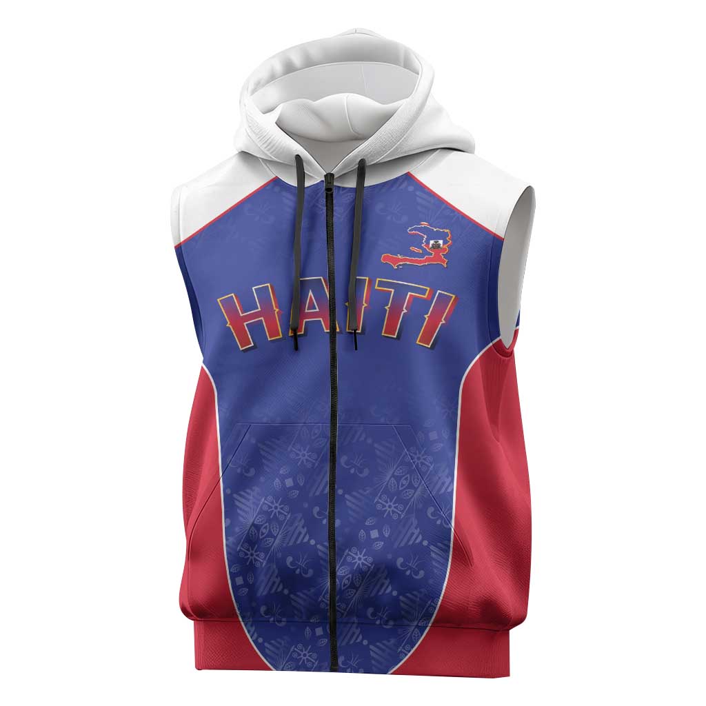 World Football 2026 Afro-Haiti Custom Sleeveless Zip Hoodie Together For Ayiti Blue Style - African Pride